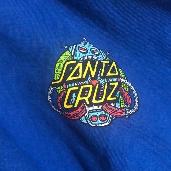 Blue Santa Cruz Graphic Tee Robotic Tech Crewneck Short Sleeve Casual‎ - Picture 4 of 6